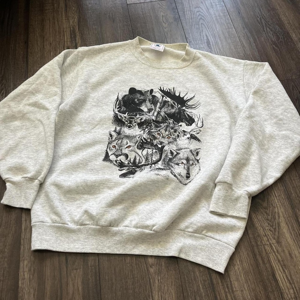 Vintage 1980s Nature Graphic Crewneck Sweatshirt Granola Camping Core Size Large - Picture 5 of 8